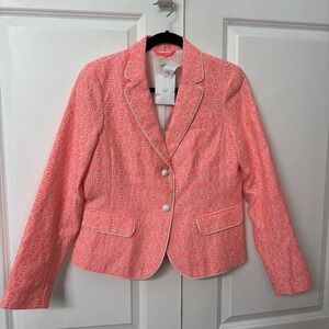 NWT Gap Academy Blazer Womens 8 Neon Pink Jacquard Office Y2K Career